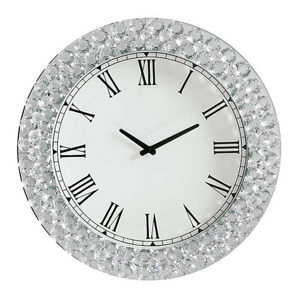 Lux Comfort Bling Round Faux Crystal Wall Clock Wayfair Canada